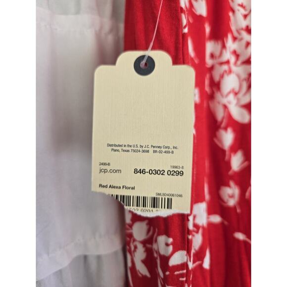 St Johns Bay Womens Red Alexa Floral Maxi Skirt XL Tropical Hawaiian Luau Beachy - Picture 6 of 8